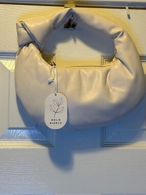 Melie Bianco Bag Alexandra Cream vegan top Knotted Handle leather NWT